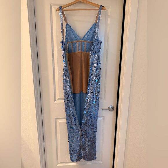 NWOT BRONX AND BANCO Allegra Ocean Blue Sequin Maxi Dress - Picture 16 of 16